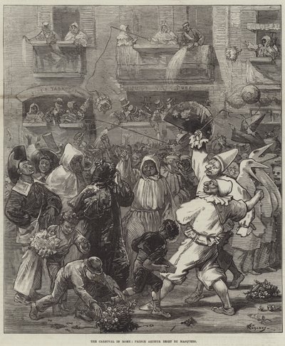 The Carnival in Rome, Prince Arthur Beset by Masquers by Felix Regamey